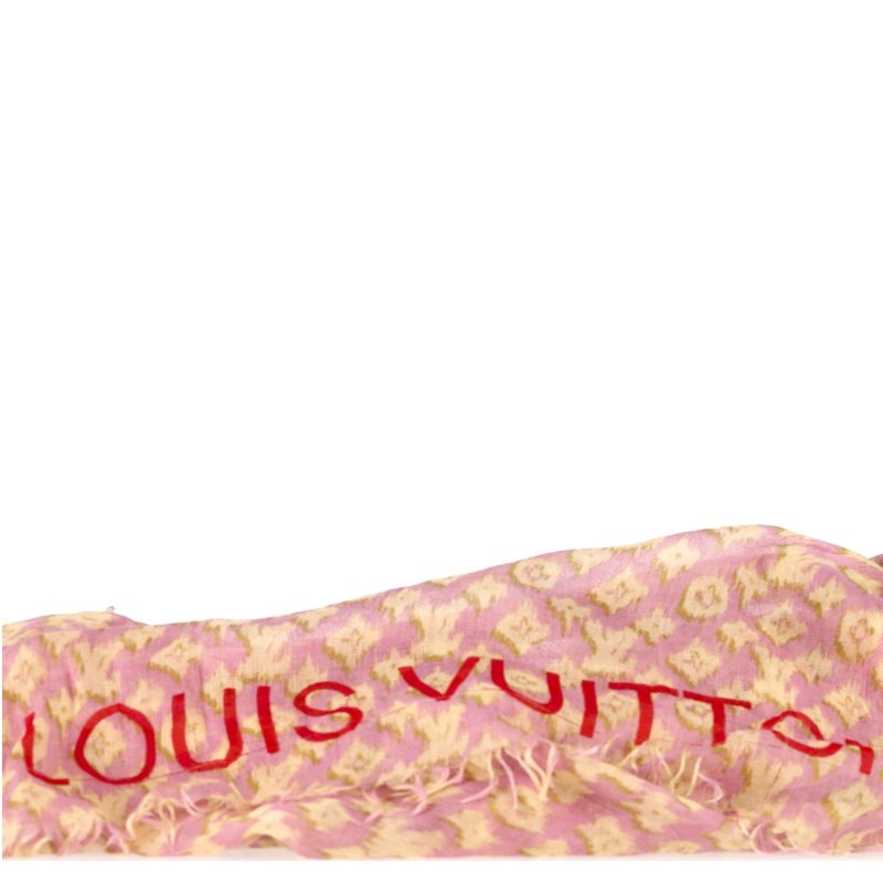 Louis Vuitton Monogram Logo Scarf in Pink Wool-Silk Blend - Barde - Image 3