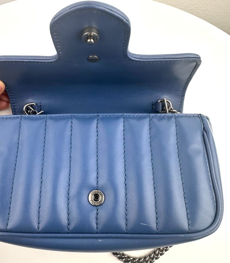 Gucci GG Marmont Super Mini Leather Navy - Barde - Image 8