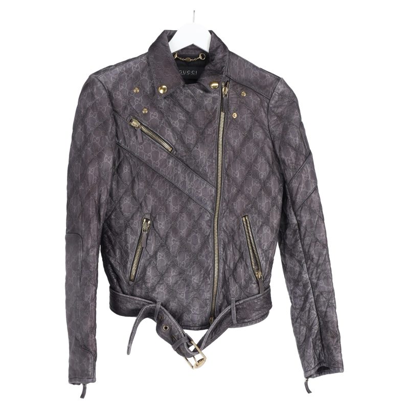 Gucci Monogram Biker Jacket in Black Leather - Barde - Image 4