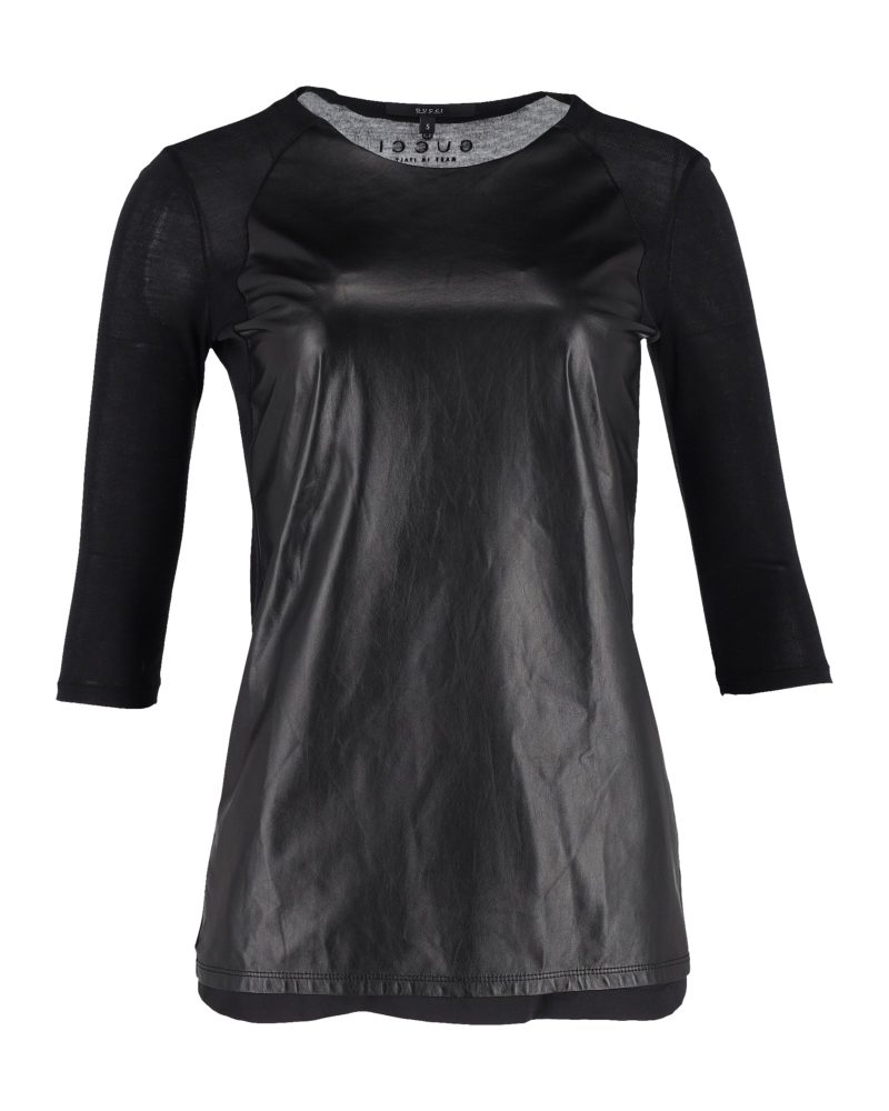 Gucci 3/4 Sleeve Top in Black Leather - Barde