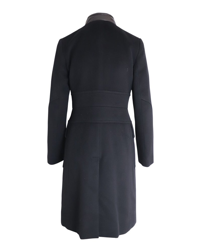 Gucci Leather Collar Coat in Black Wool - Barde - Image 3