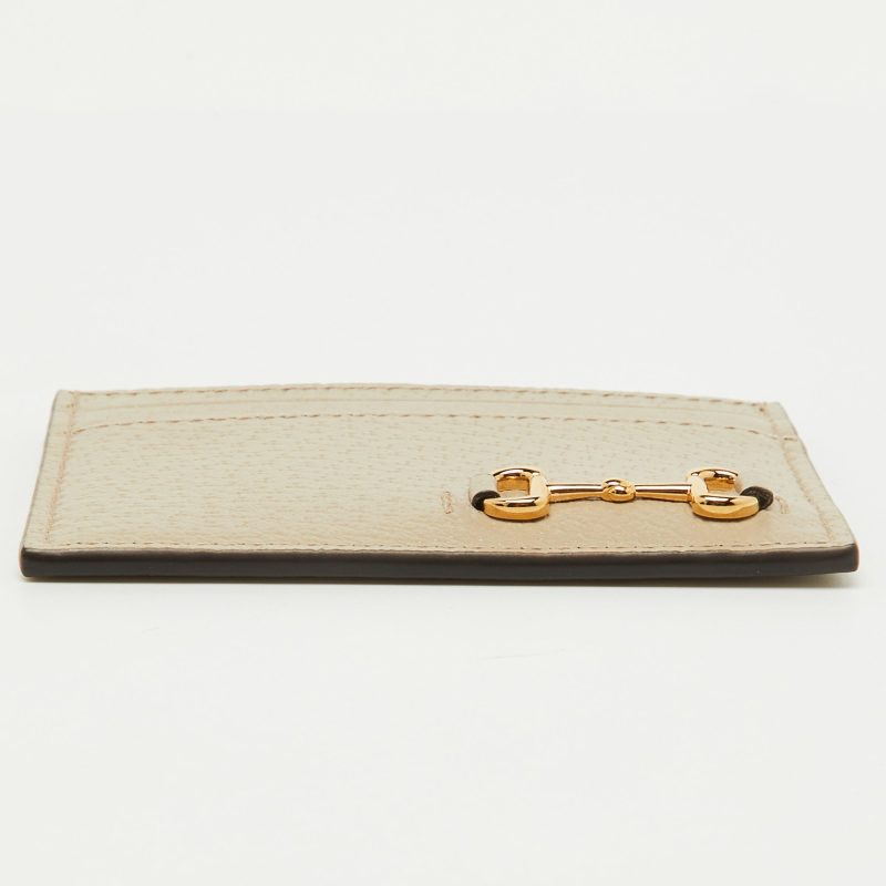 Gucci Light Beige Leather Horsebit Card Holder - Barde - Image 4