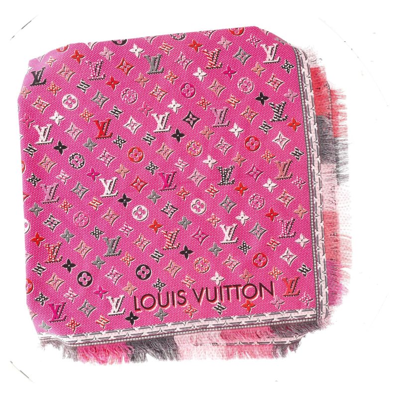 Louis Vuitton Pop Monogram Shawl Scarf in Pink Wool - Barde - Image 4