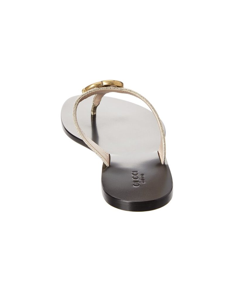 Gucci Double G Metallic Leather Sandal - Barde - Image 3