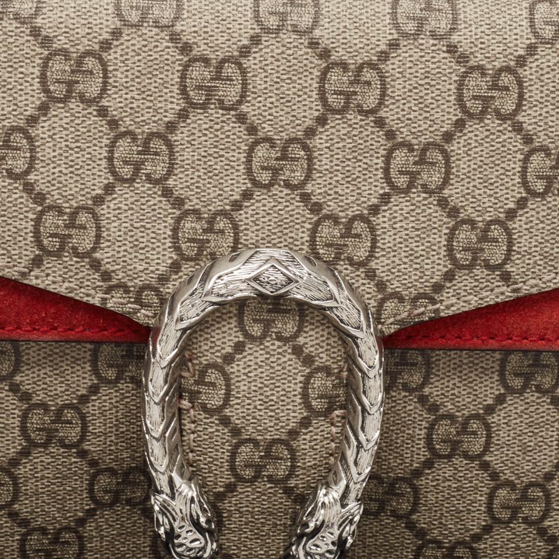 Gucci Red/beige Gg Supreme Canvas And Suede Mini Dionysus Shoulder Bag - Barde - Image 3