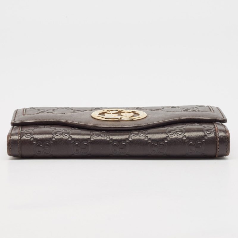 Gucci Dark Brown Guccissima Leather Interlocking G Continental Wallet - Barde - Image 6