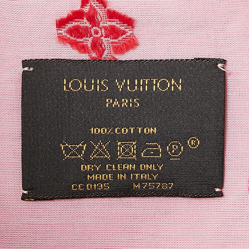 Louis Vuitton Pink Lv Monogram Embroidered Cotton Stole - Barde - Image 3