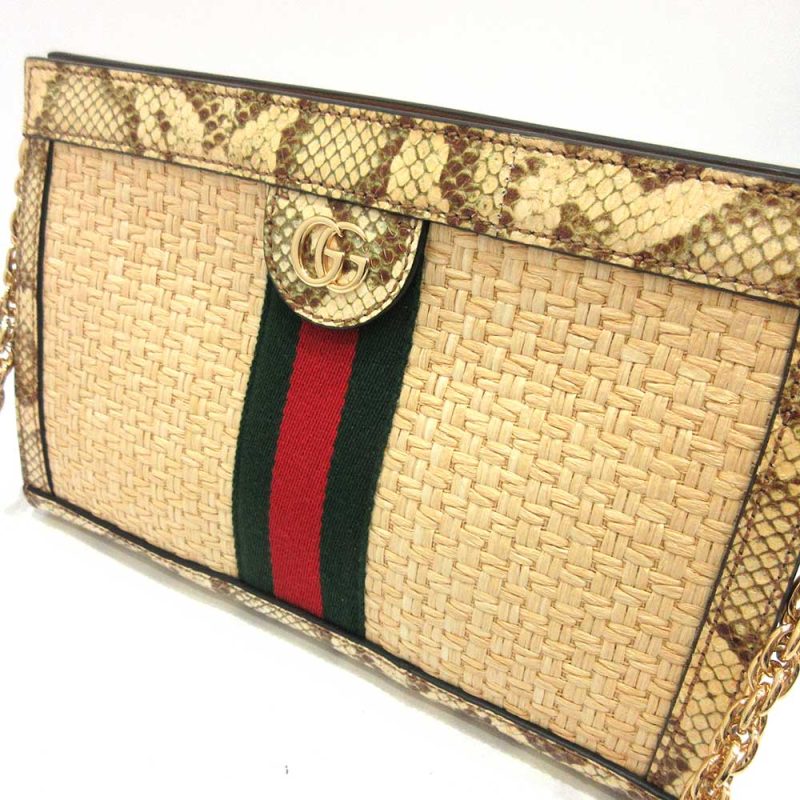 Gucci Ophidia GG Small Raffia Python Shoulder Bag - Barde - Image 4