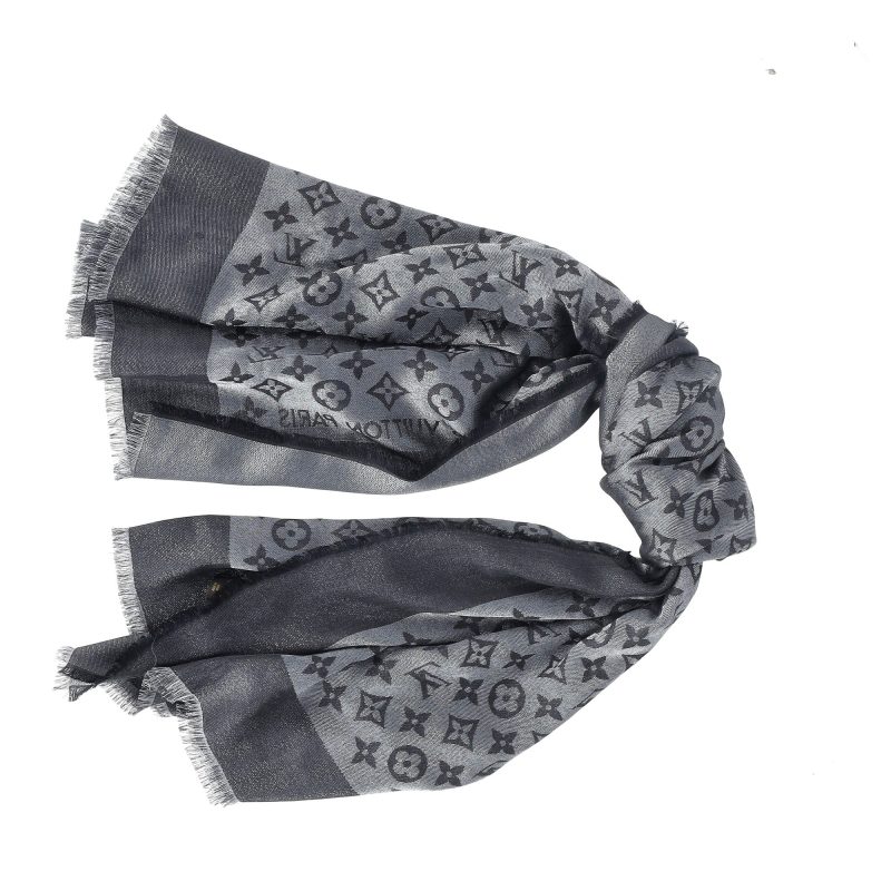 Louis Vuitton Monogram Scarf in Grey Silk-Wool Blend - Barde - Image 5