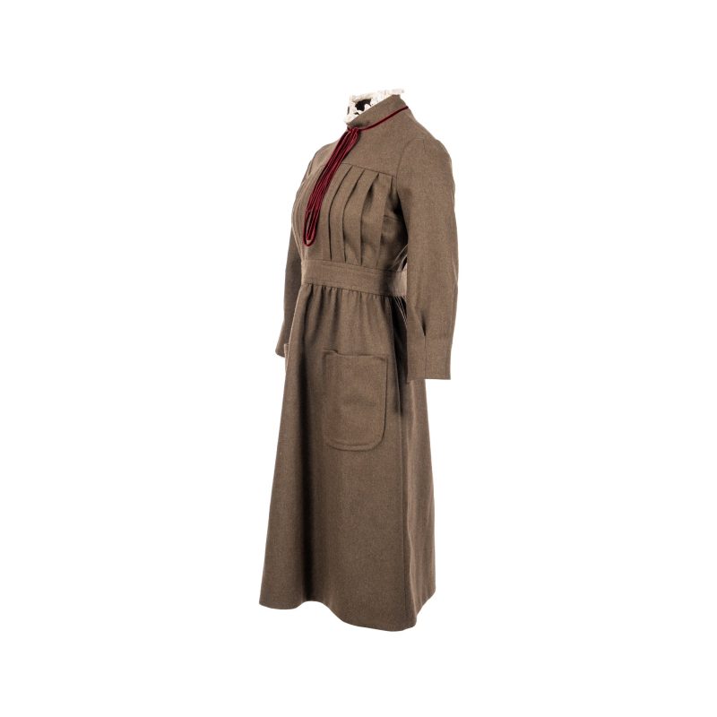 Gucci Size 38 Lace Collar Dress Wool Brown - Barde - Image 2