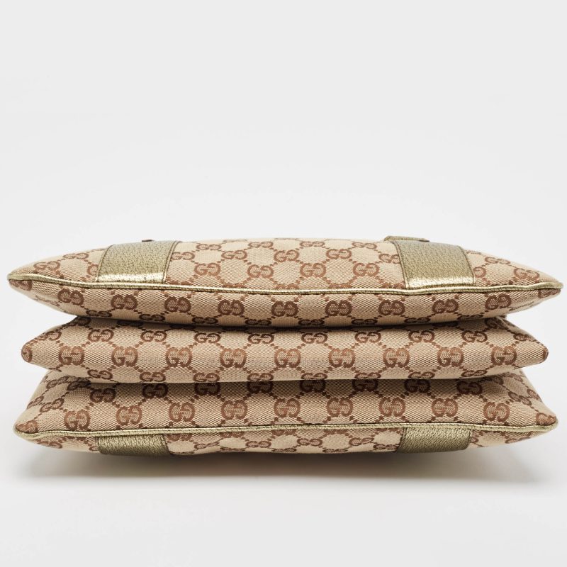 Gucci Metallic/beige Gg Canvas And Leather Bamboo Ring Satchel - Barde - Image 5