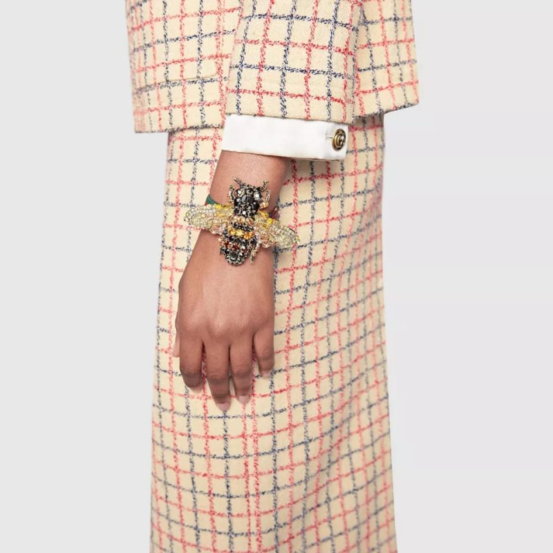 Gucci  Crystal Bee Bracelet w/Tiger Head and GRG Elastic Band - Barde - Image 2