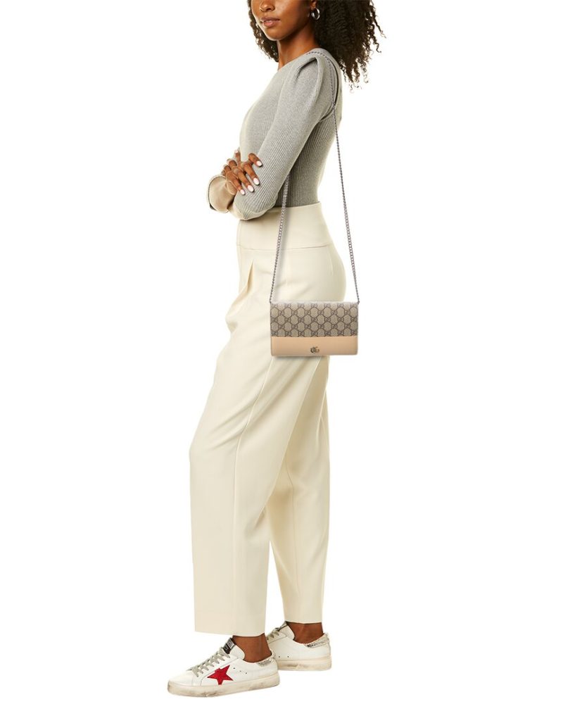 Gucci Marmont GG Supreme Canvas & Leather Wallet On Chain - Barde - Image 4