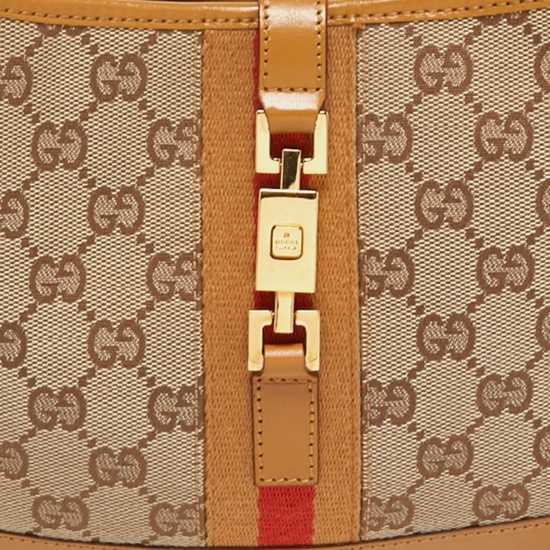 Gucci /brown Gg Canvas And Leather Small Jackie Hobo - Barde - Image 4