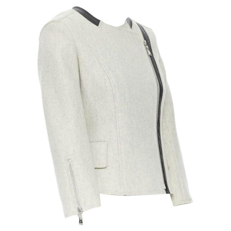 Louis Vuitton wool blend cashmere lambskin leather panels biker jacket - Barde - Image 5
