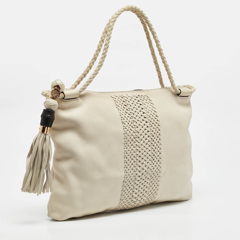 Gucci Off White Leather Medium Handmade Shoulder Bag - Barde - Image 2