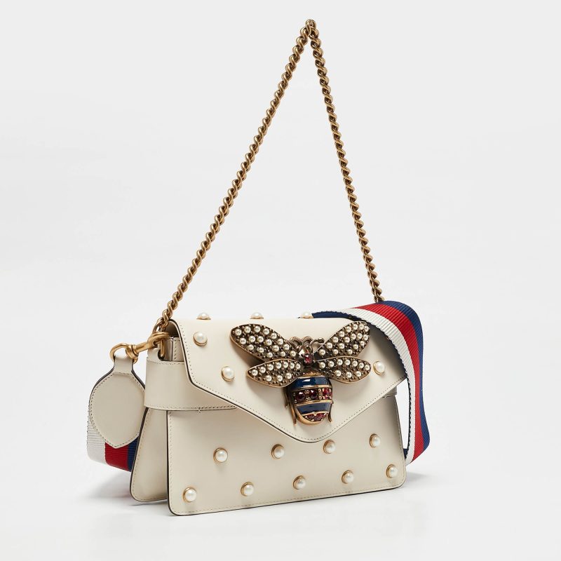 Gucci Off White Leather Mini Pearl Queen Margaret Broadway Shoulder Bag - Barde - Image 2