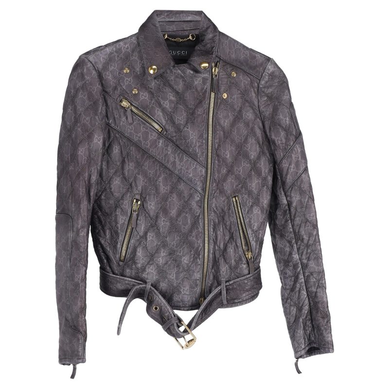 Gucci Monogram Biker Jacket in Black Leather - Barde