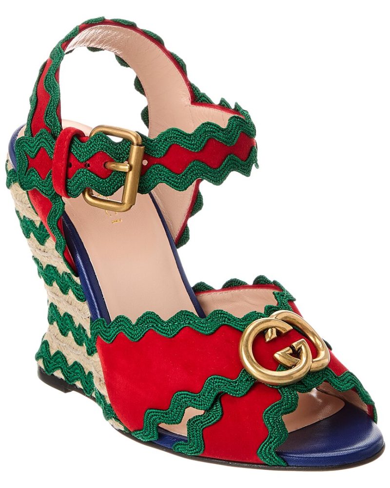 Gucci Suede Wedge Sandal - Barde