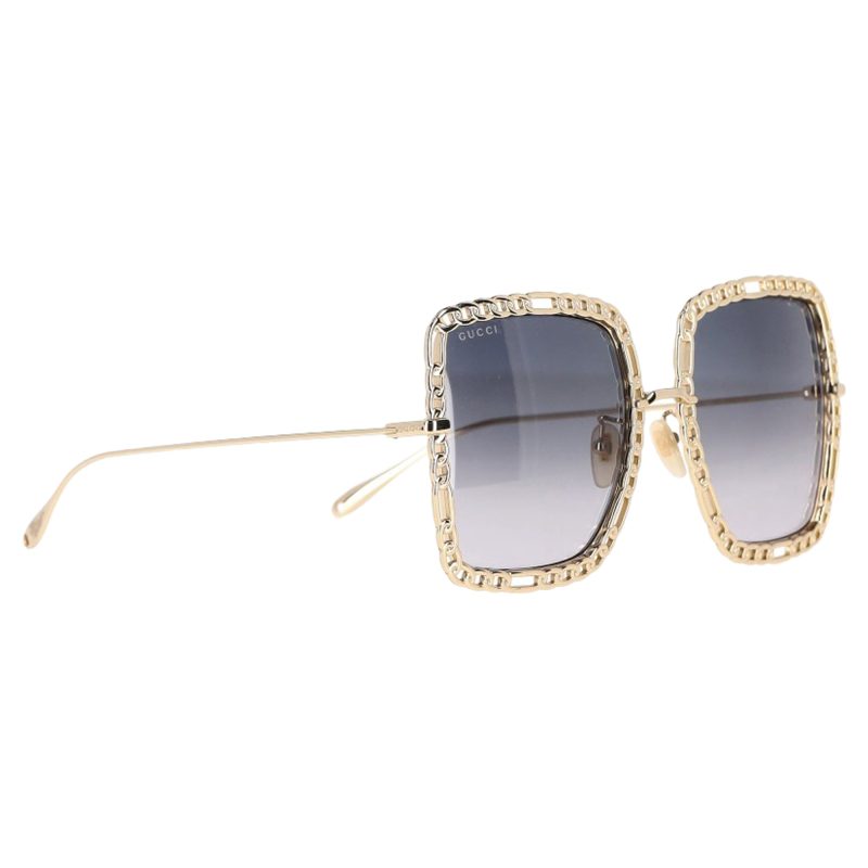 Gucci Tinted Square-Frame Chain Detail Sunglasses in Gold Metal - Barde - Image 2