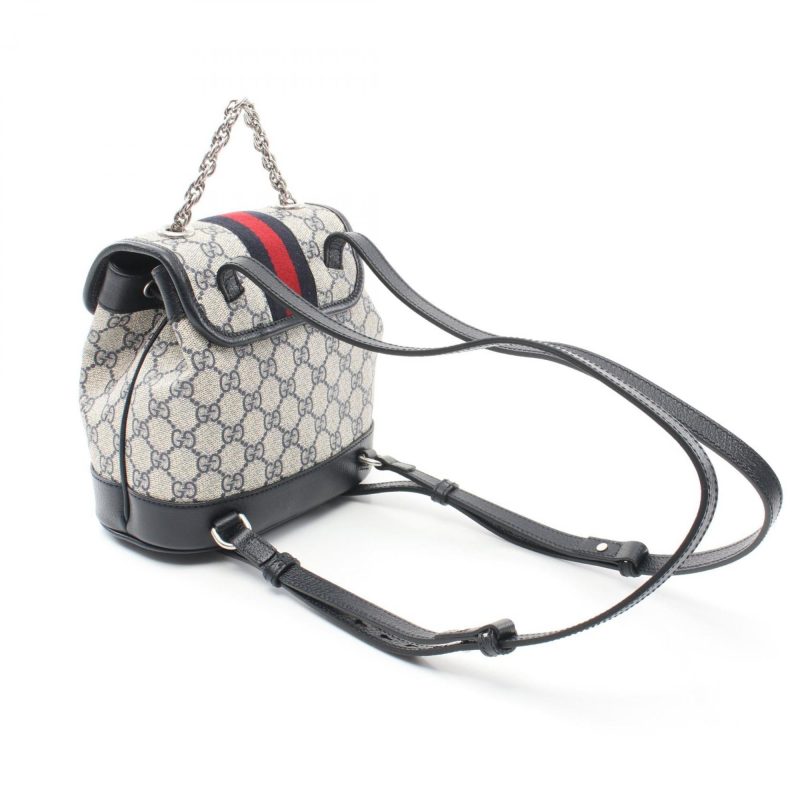 Gucci Navy  Pvc Coated Canvas Leather Backpack (Pre-Owned) - Barde - Image 3