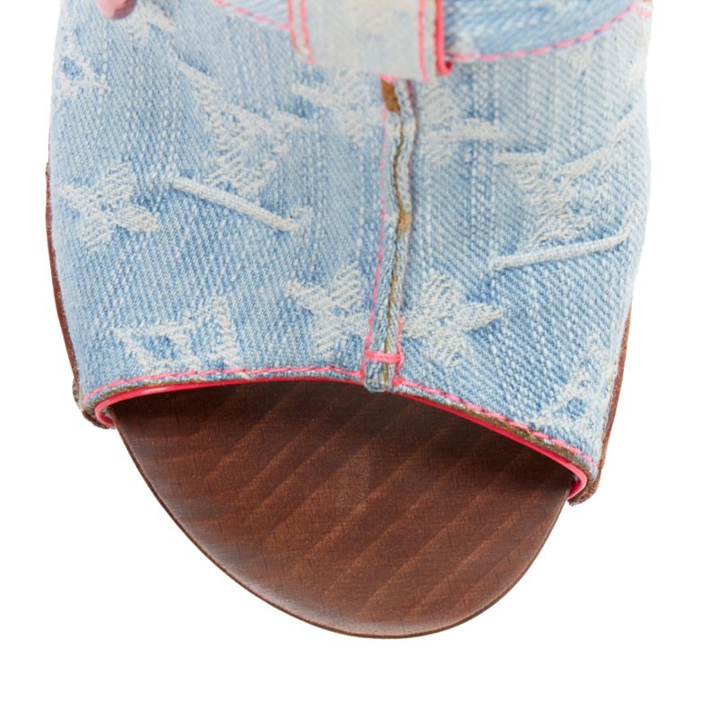 Louis Vuitton Rosa blue denim stitch monogram mules - Barde - Image 6