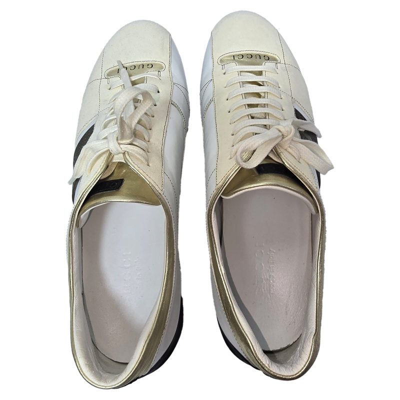 Gucci Web Lace-Up Sneakers in Cream Suede and Leather - Barde - Image 5