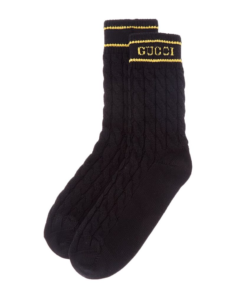 Gucci Logo Cable Knit Wool Socks - Barde