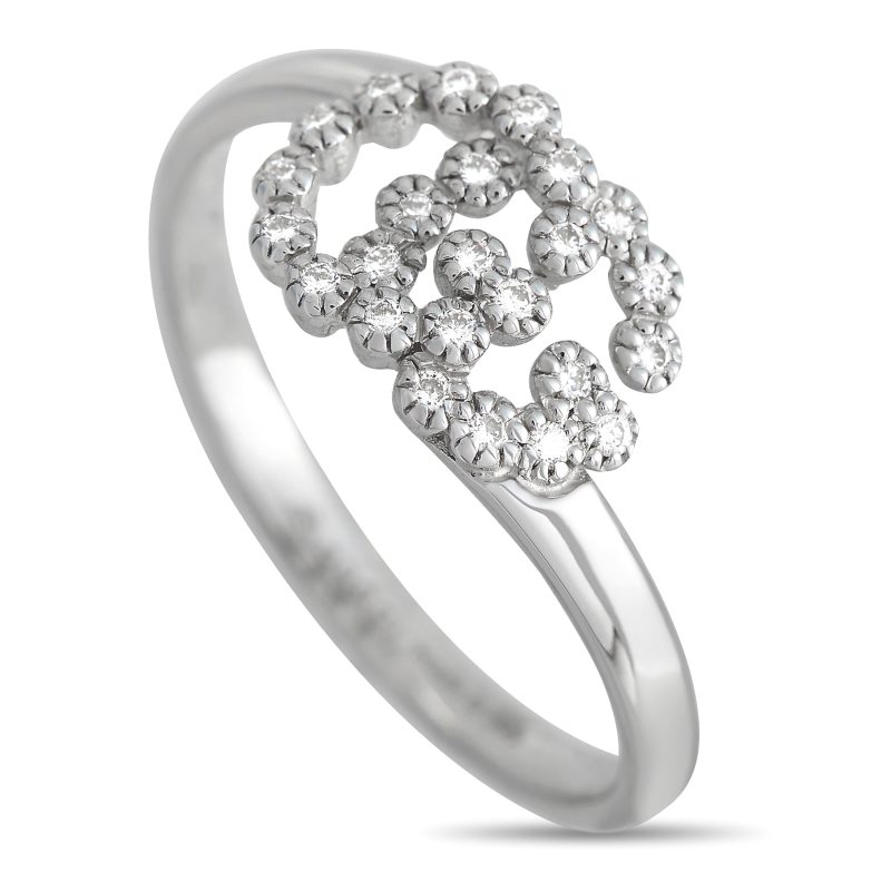 Gucci Double G 18K White Gold Diamond Ring GU03-103223 - Barde