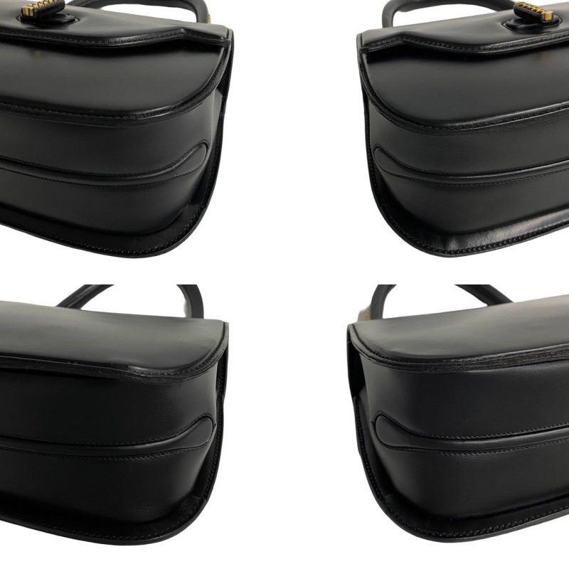 Gucci Vintage Leather Handbag Black - Barde - Image 8