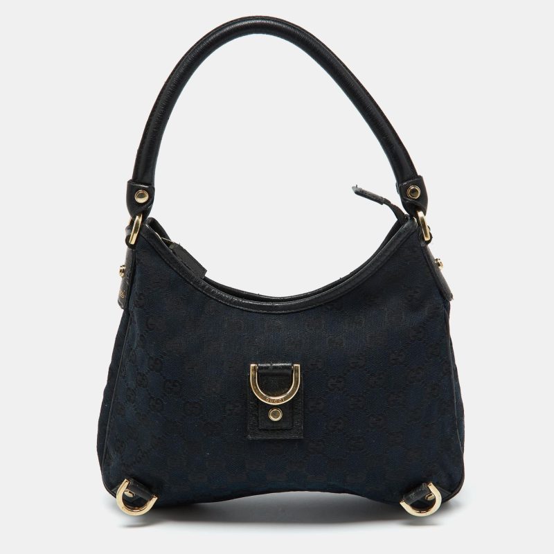 Gucci Black Gg Canvas And Leather Abbey D-Ring Hobo - Barde