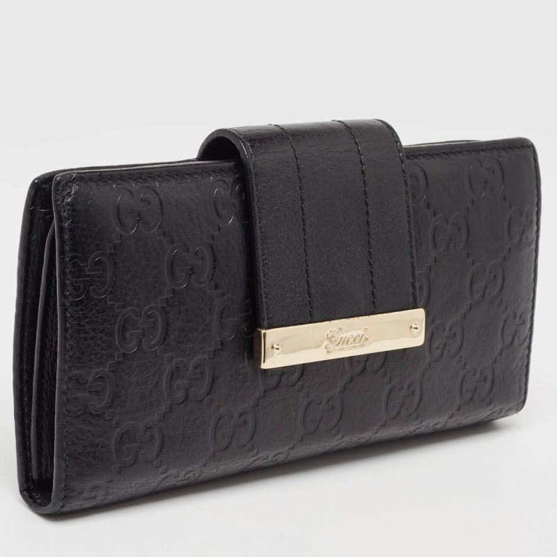 Gucci Black Guccissima Leather Continental Wallet - Barde - Image 5