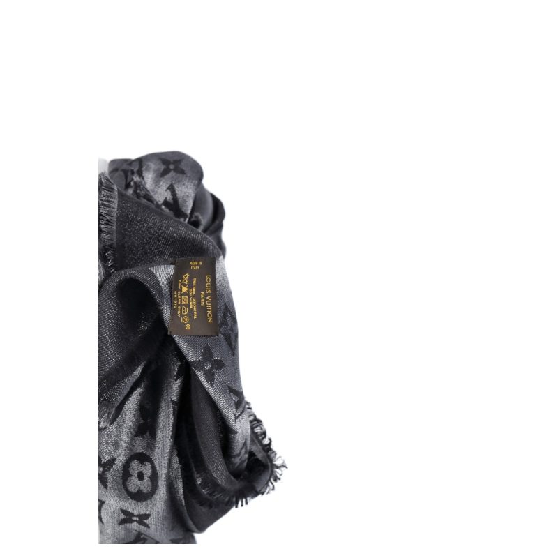 Louis Vuitton Monogram Scarf in Grey Silk-Wool Blend - Barde - Image 6