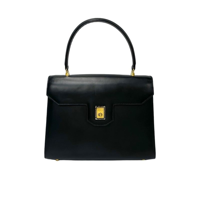 Gucci Leather Vintage Handbag Black - Barde - Image 2