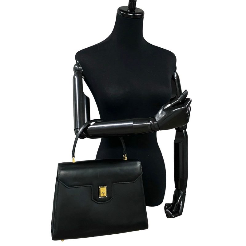 Gucci Leather Vintage Handbag Black - Barde - Image 3