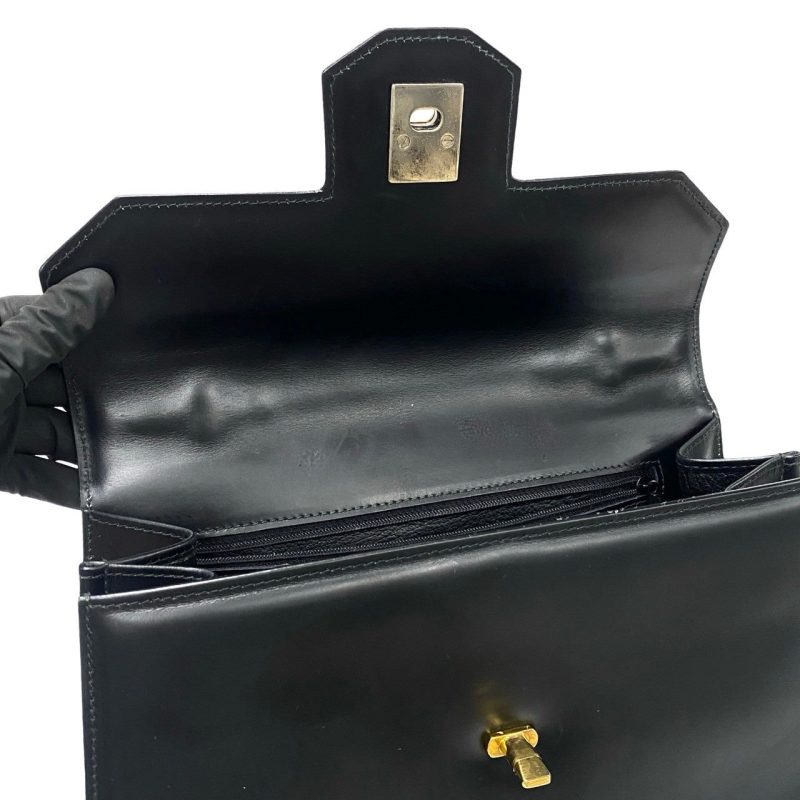 Gucci Leather Vintage Handbag Black - Barde - Image 9