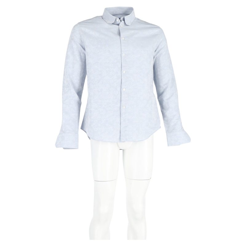 Louis Vuitton Monogram Print Long Sleeve Shirt in Blue Cotton - Barde - Image 4