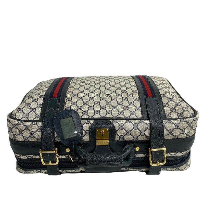 Gucci Leather GG Logo Boston Bag Navy - Barde - Image 6