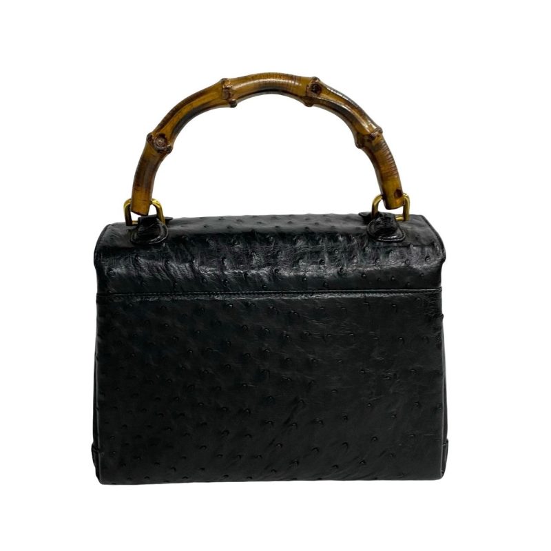 Gucci Bamboo Ostrich Leather Handbag Black - Barde - Image 5