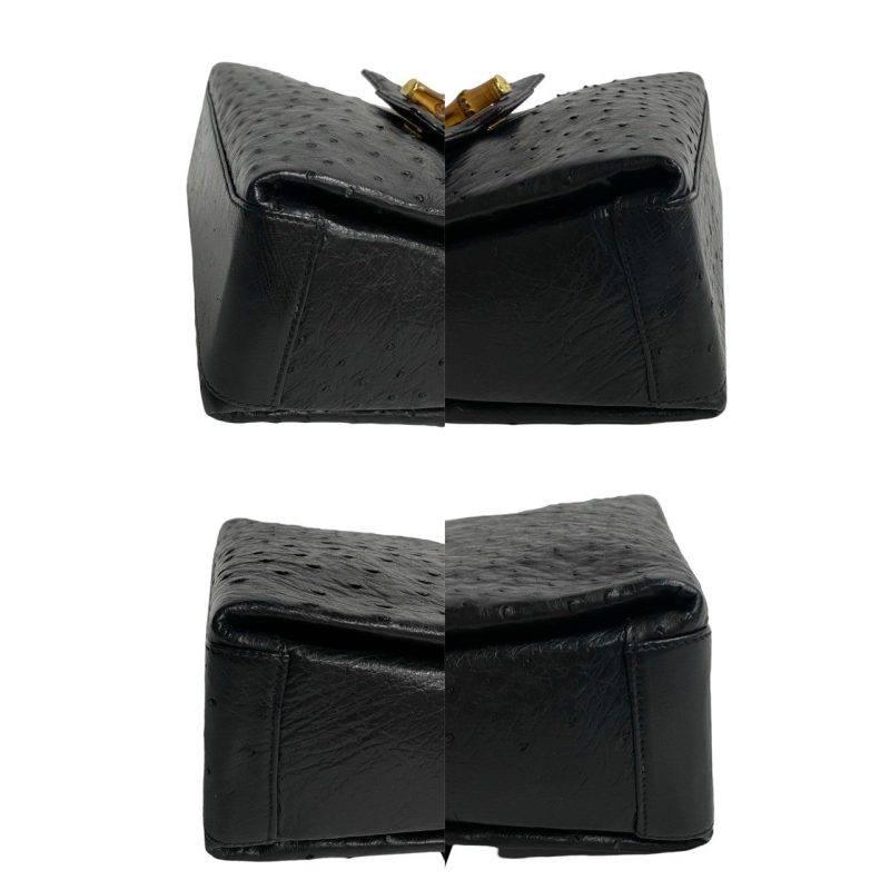 Gucci Bamboo Ostrich Leather Handbag Black - Barde - Image 8