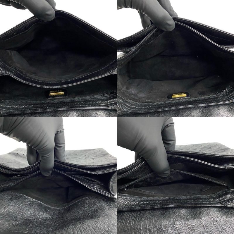Gucci Bamboo Ostrich Leather Handbag Black - Barde - Image 9
