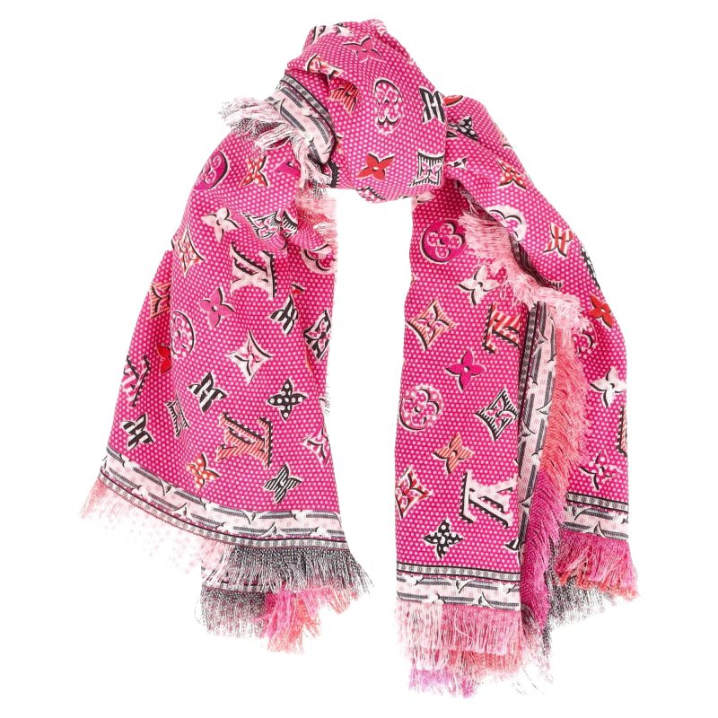 Louis Vuitton Pop Monogram Shawl Scarf in Pink Wool - Barde