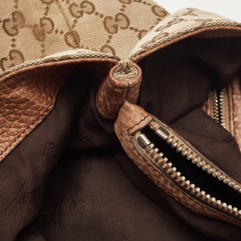 Gucci Beige/brown Gg Canvas And Leather Medium Bamboo Bar Tote - Barde - Image 5