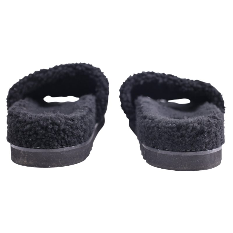 Louis Vuitton Shearling Bom Dia Flate Mule in Black Wool - Barde - Image 3
