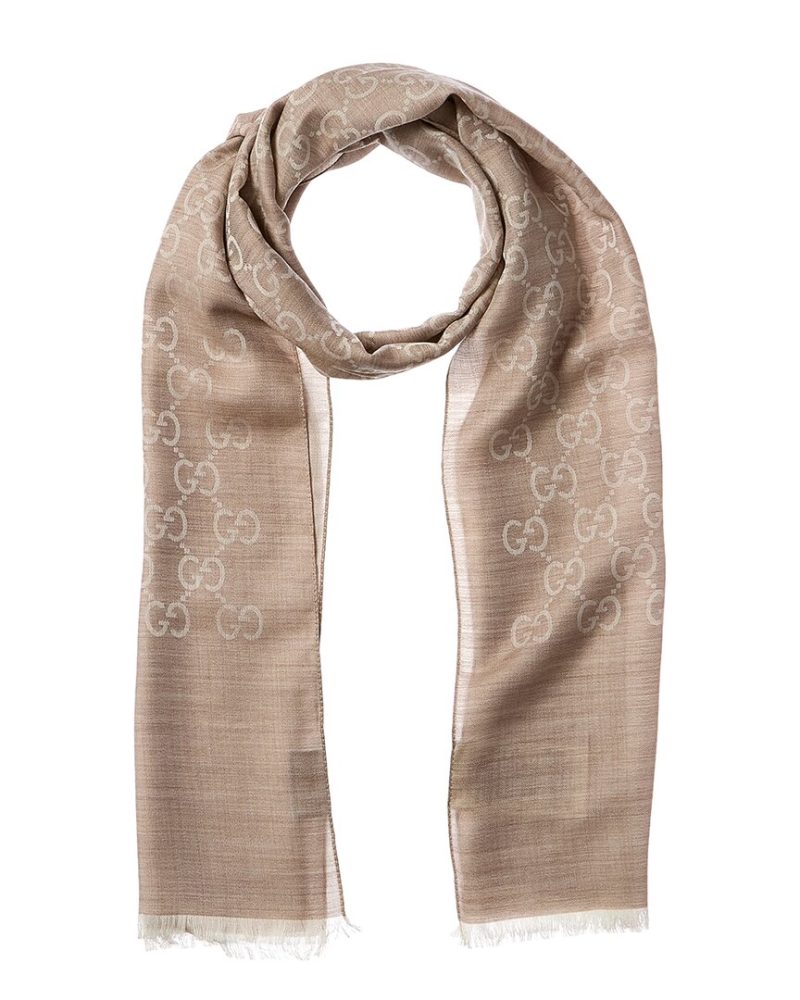 Gucci Logo Small Jacquard Wool & Silk-Blend Scarf - Barde