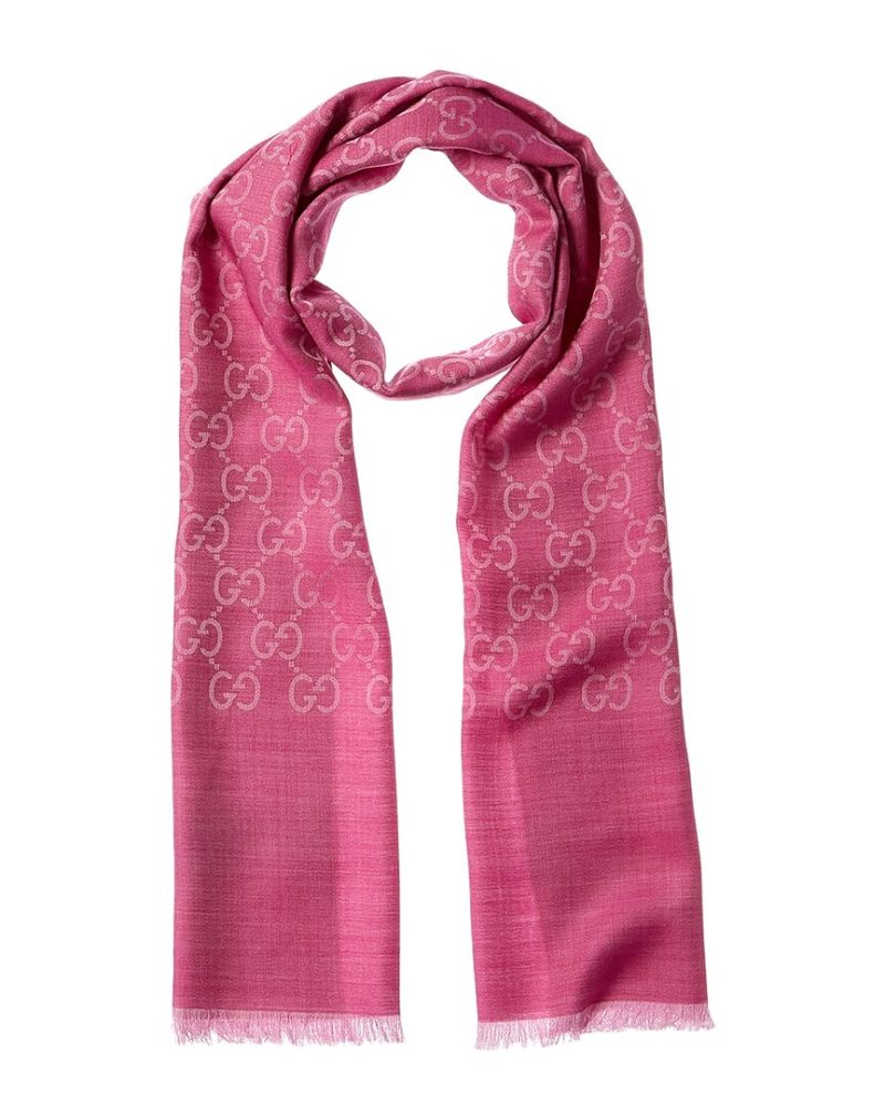 Gucci Logo Small Jacquard Wool & Silk-Blend Scarf - Barde