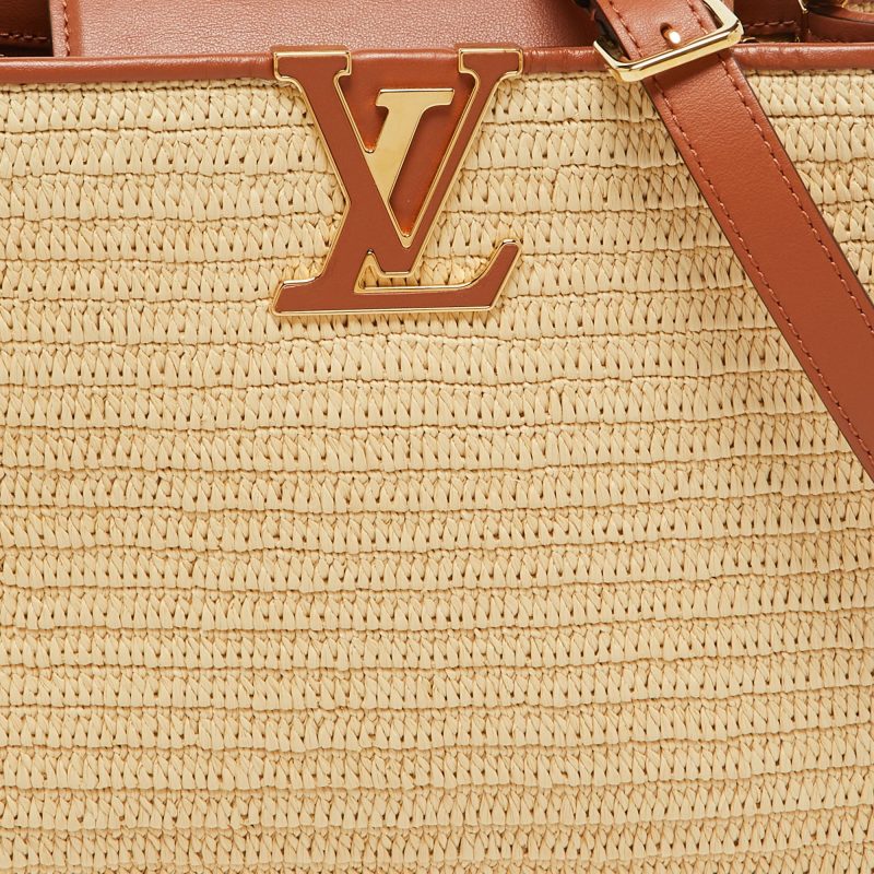 Louis Vuitton Raffia And Leather Trim Capucines Mm Bag - Barde - Image 4