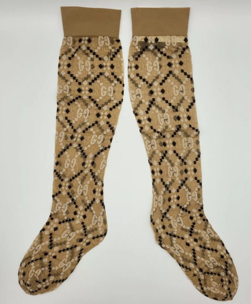 Gucci Women's  Elastic Socks with Diagonal Monogram GG Design M - Barde - Image 3