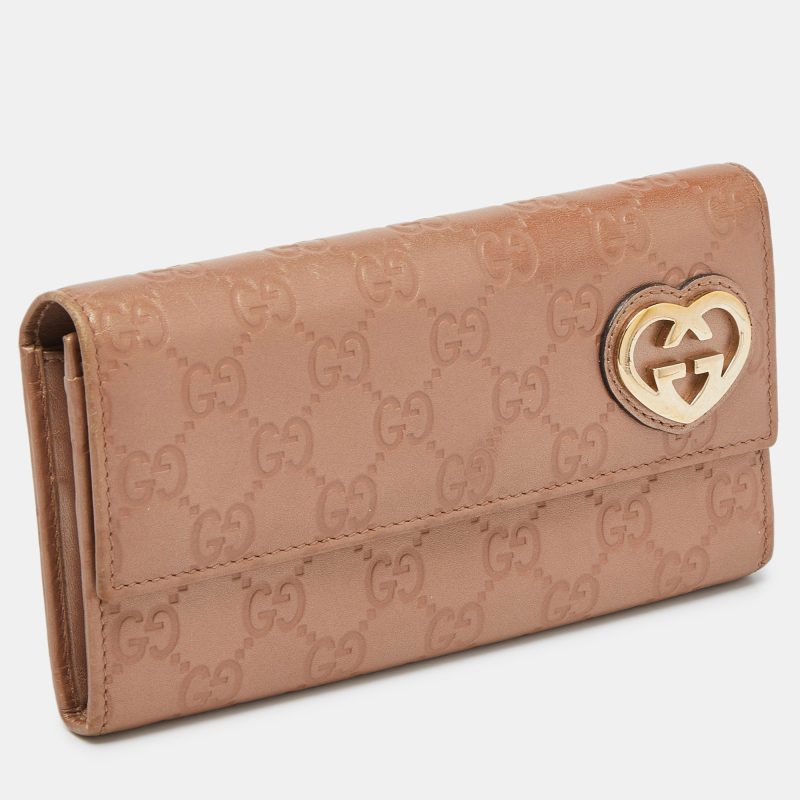 Gucci Metallic Peach Guccissima Leather Flap Continental Wallet - Barde - Image 2