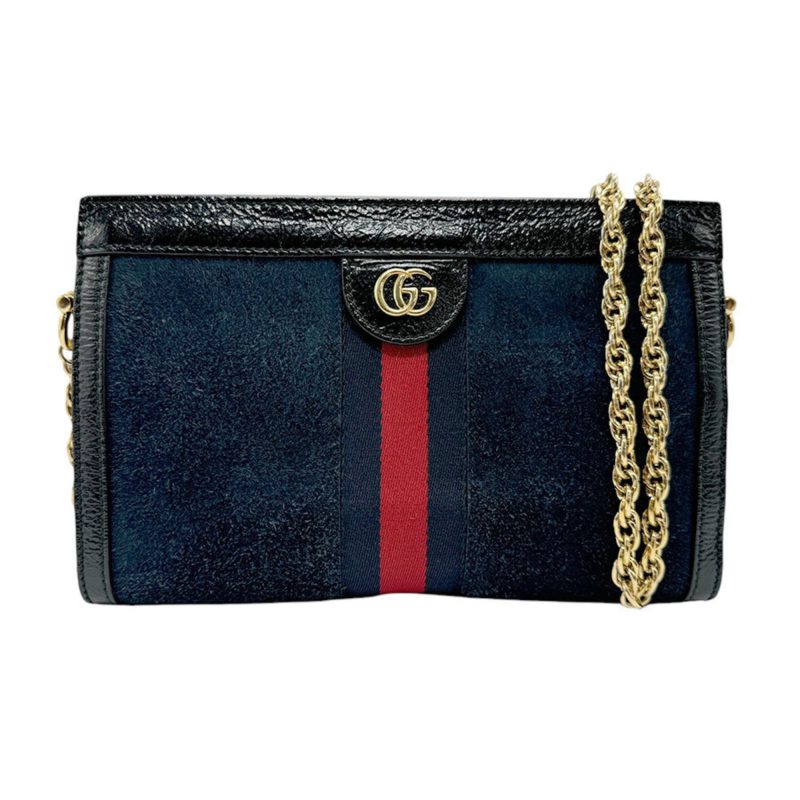 Gucci Navy  Color Suede Leather Shoulder Bag (Pre-Owned) - Barde